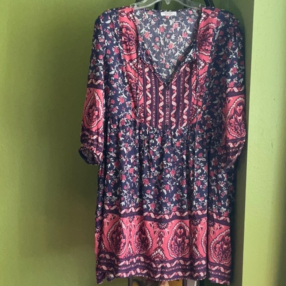 💖Chigant Boho plus size long sleeve floral dress